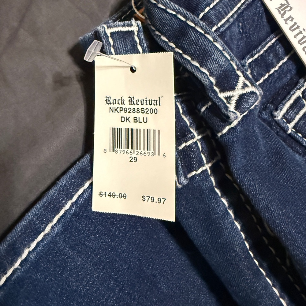 NWT Rock Revival Pearl Dark Blue Skinny Jeans. Size 29 - Picture 4 of 5